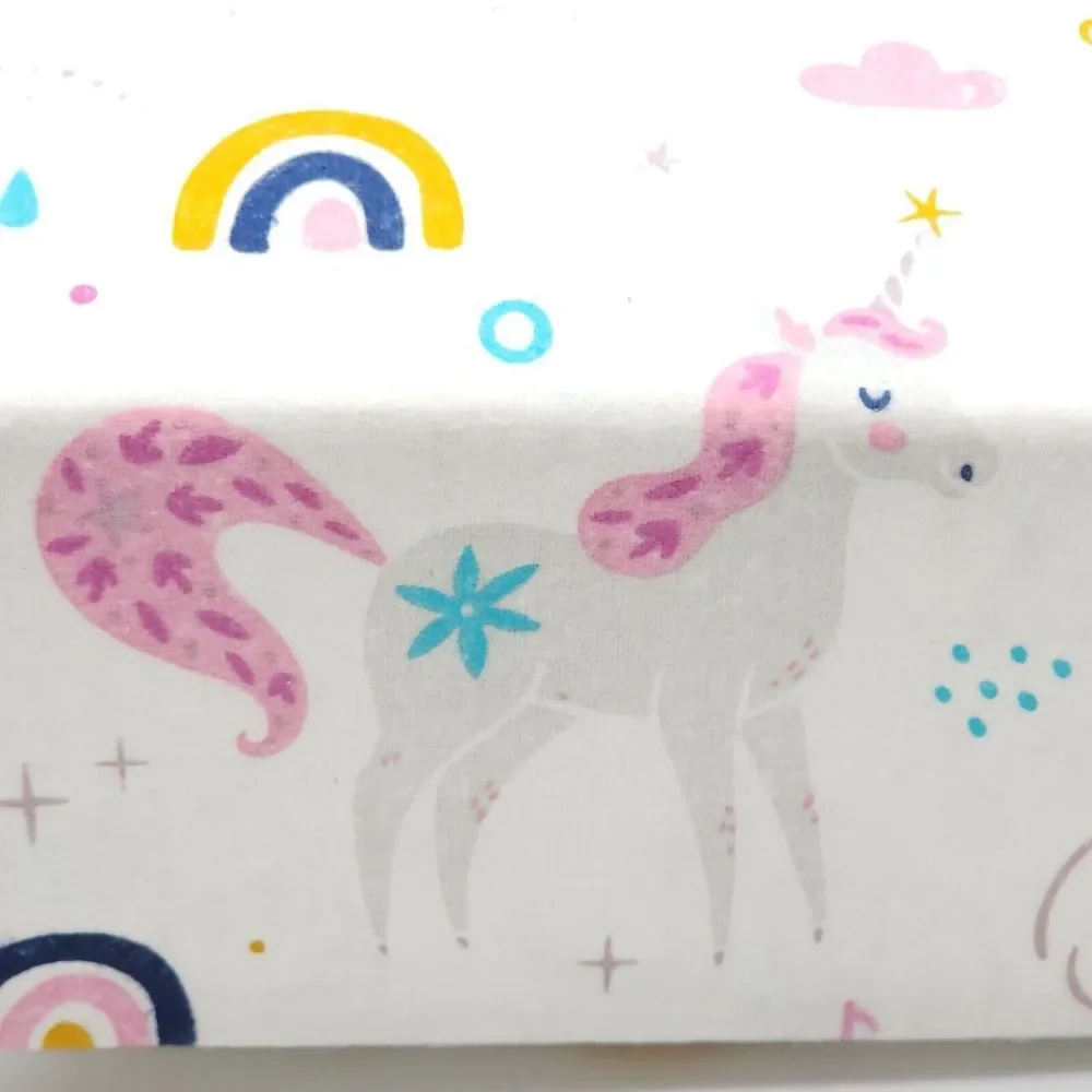 BIBB Home‎ Twin Size Cotton Flannel Sheet Set 3pc Multicolor Unicorns Pattern
